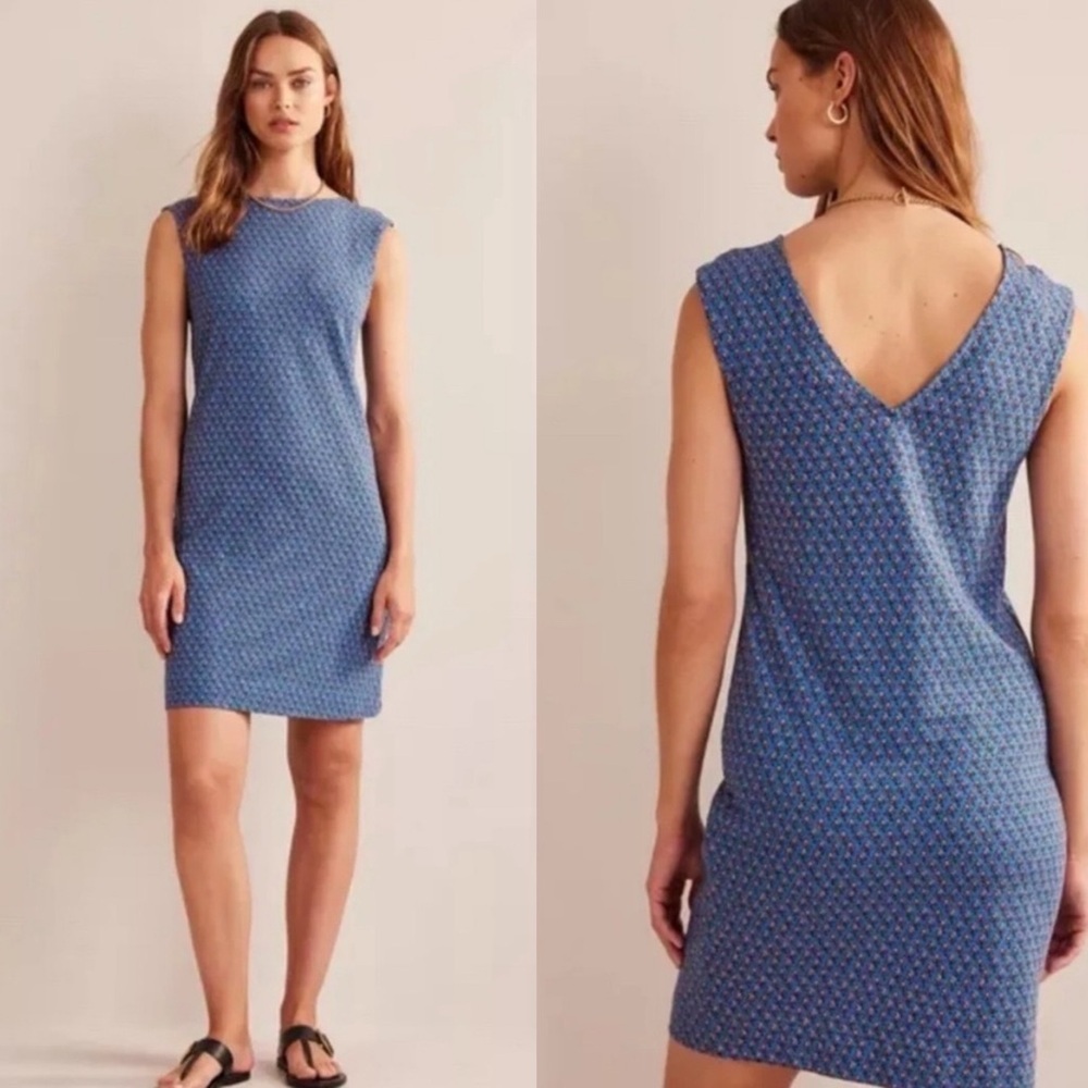 Boden Blue Patterned Sleeveless Mini Dress
